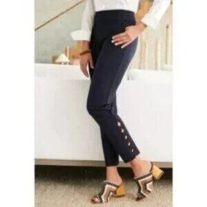 EUC Soft Surroundings 1X Black Sadie Scalloped Laser Cut High Rise Ankle Pants